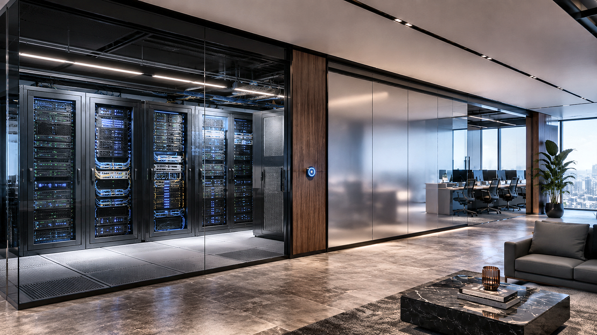 Smart glass in a technology office