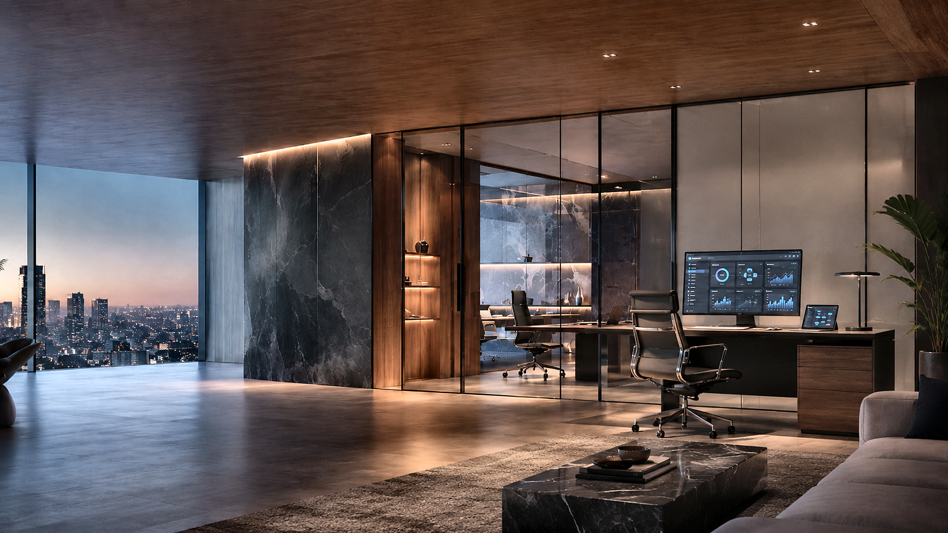 AI-assisted Smart Glass office concept